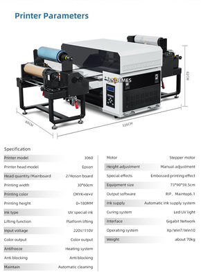 Epson 1390 Color A3 UV Printer CE/UKCA/ROHS A3 3in-1 XP600 DTF per la stampa di adesivi da rulli a rulli