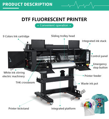 A1 60cm Dtf Stampante Roll To Roll Machine Tutto in un solo modello Circolazione di inchiostro bianco