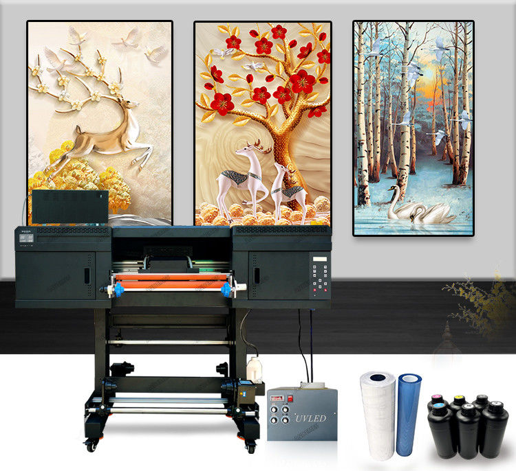A1 60 cm Stampa UV Dtf CMYK + Vernice Bianca Inchiostro Roll To Roll Sticker Printing