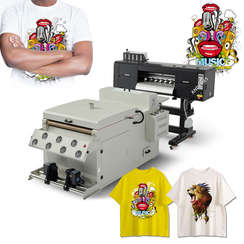 Macchina di stampa multicolore DTF da 24 pollici con doppia testa I3200 e macchine per agitare la polvere